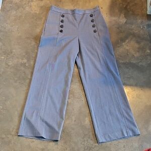 DKNY Women’s Wide Leg Button Pants Medium Indigo Grey Trousers Size 4